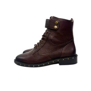 Womens Vince Camuto‎ Brown Leather Talorini Ankle Booties Studded US 8.5 EU 38.5